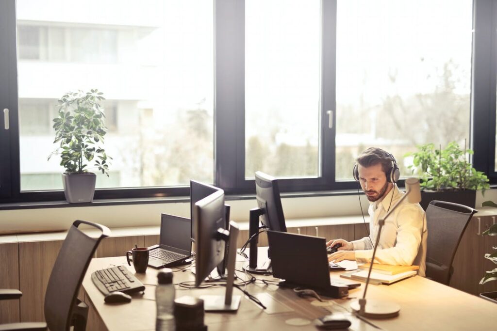 a person using VoIP systems.